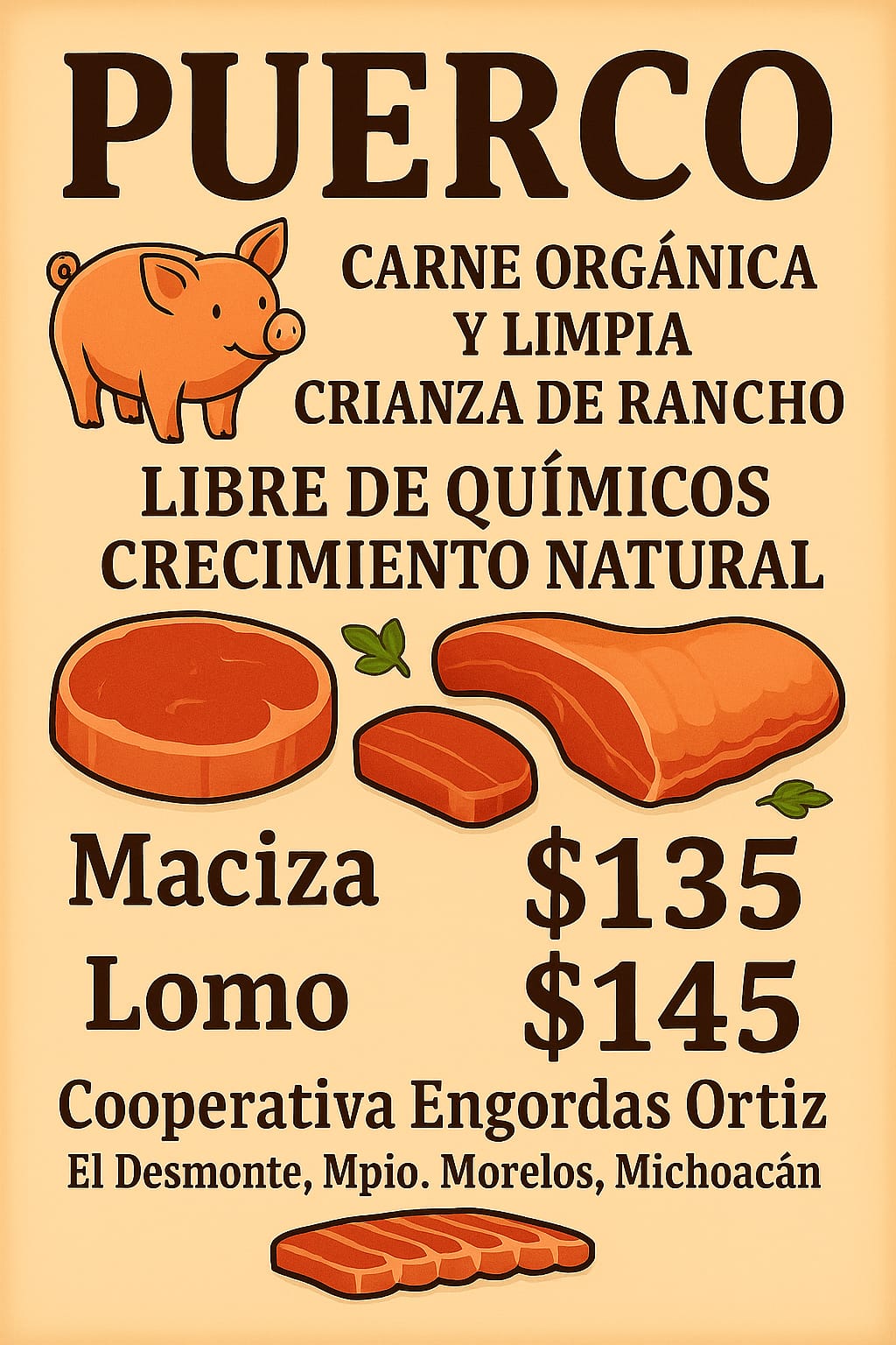 maciza de cerdo de rancho